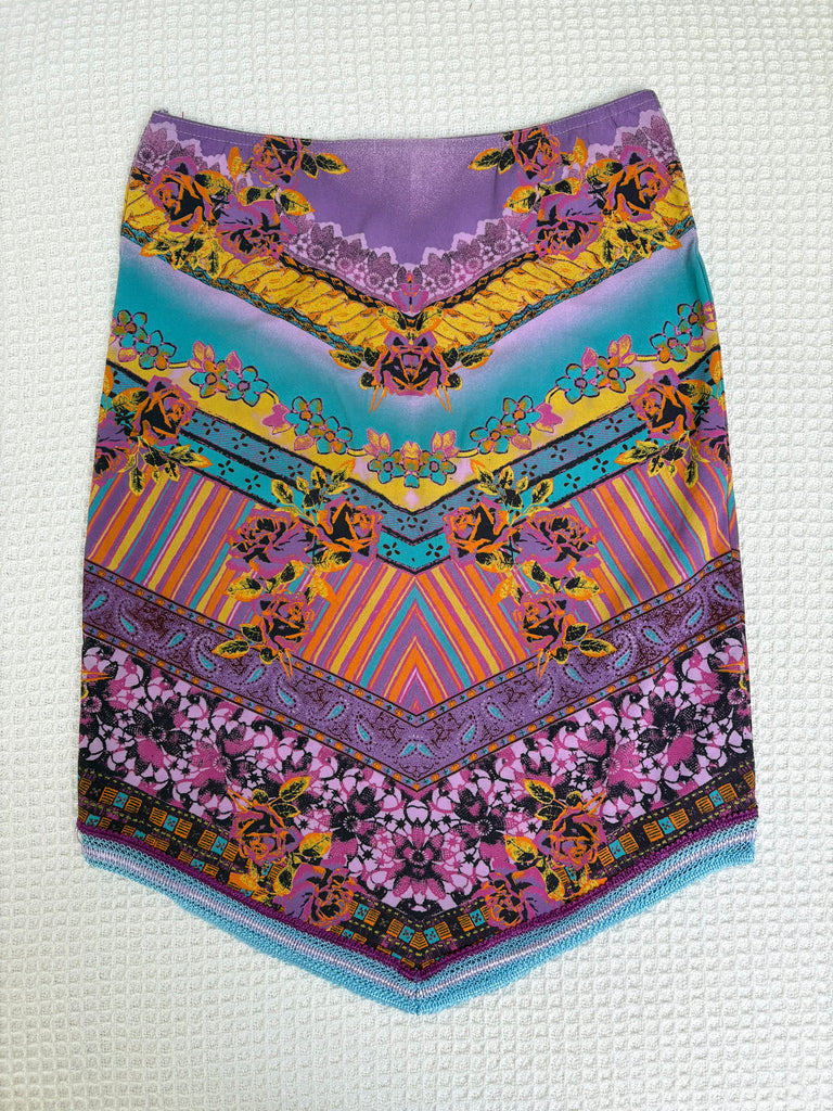 Morgan De Toi Floral Paisley Chevron Midi Skirt
