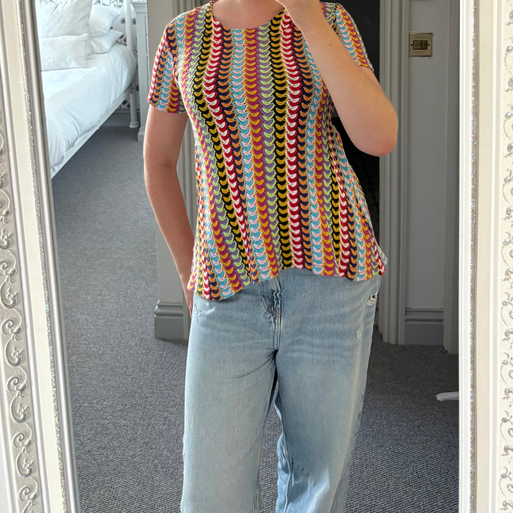Moschino Bright Multi Colour Crochet Knit Top