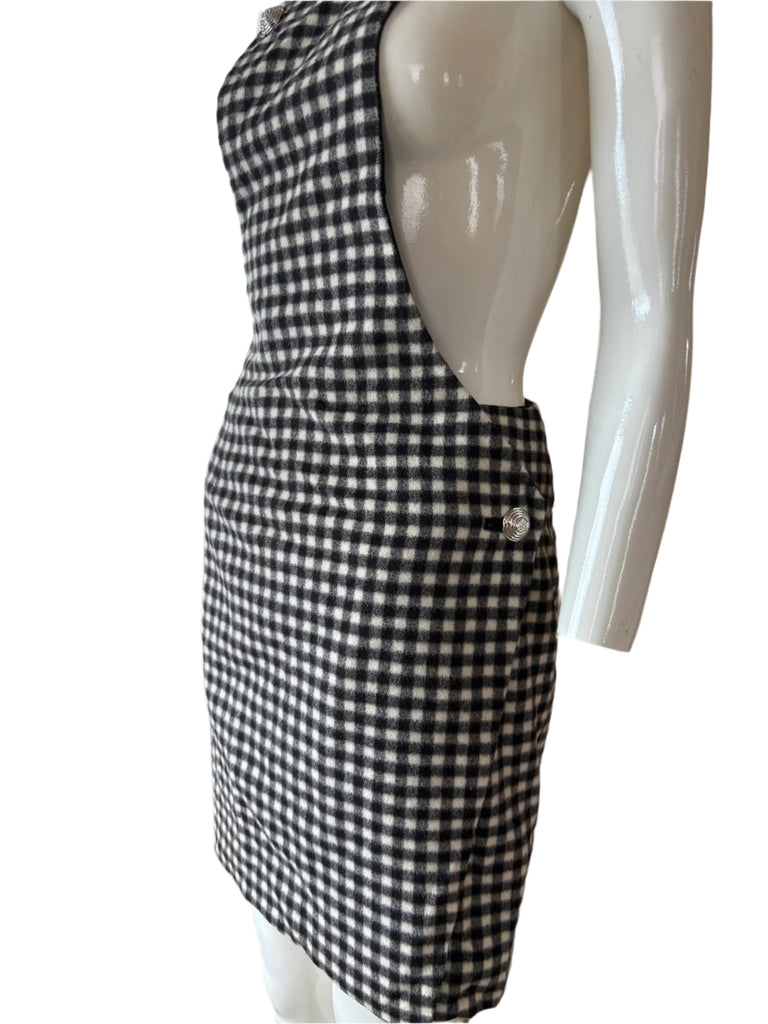 Gianni Versace Black & White Check Pinafore Dress