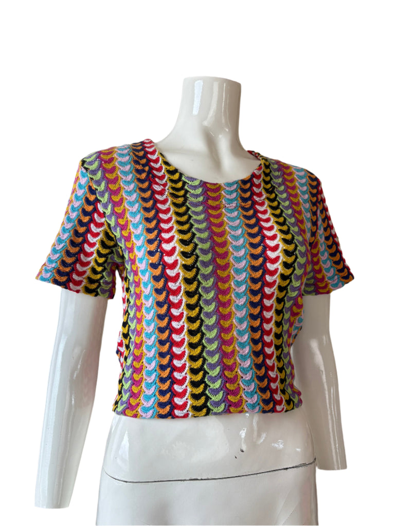 Moschino Bright Multi Colour Crochet Knit Top