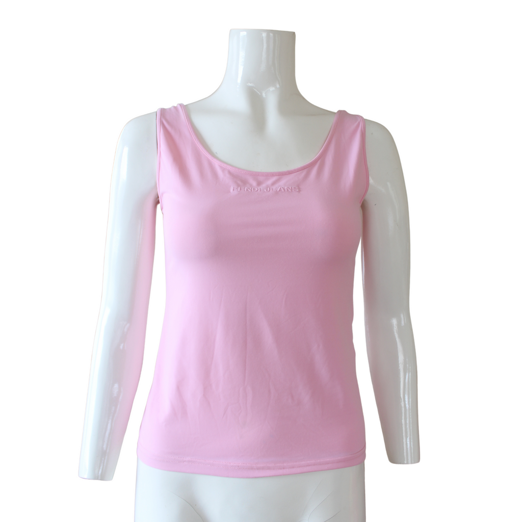 Fendi Jeans Pink Logo Tank Top