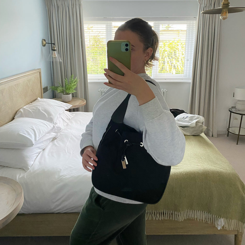 Gucci Black Nylon Drawstring Shoulder Bag