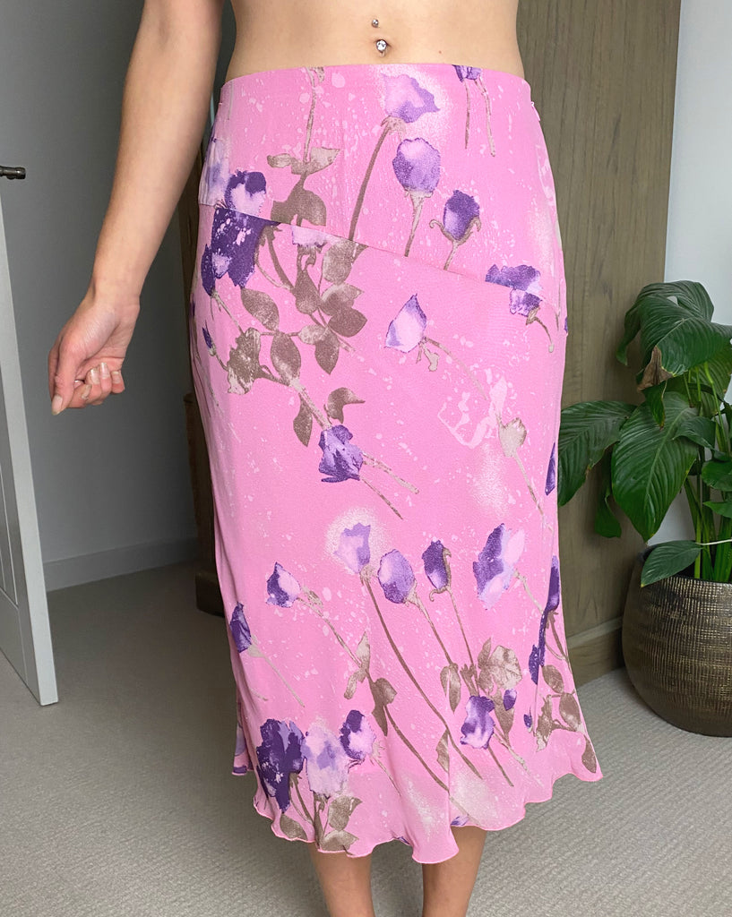 Blugirl by Blumarine Pink Floral Midi Skirt