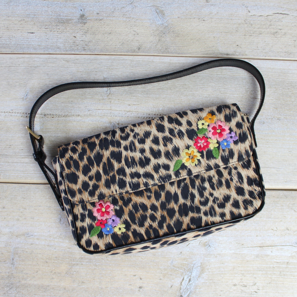 Moschino Leopard Print Floral Shoulder Bag