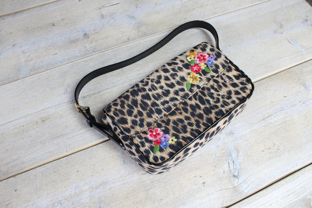 Moschino Leopard Print Floral Shoulder Bag
