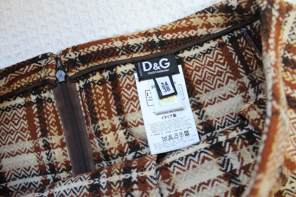 Dolce & Gabbana Wool Check Mini Skirt