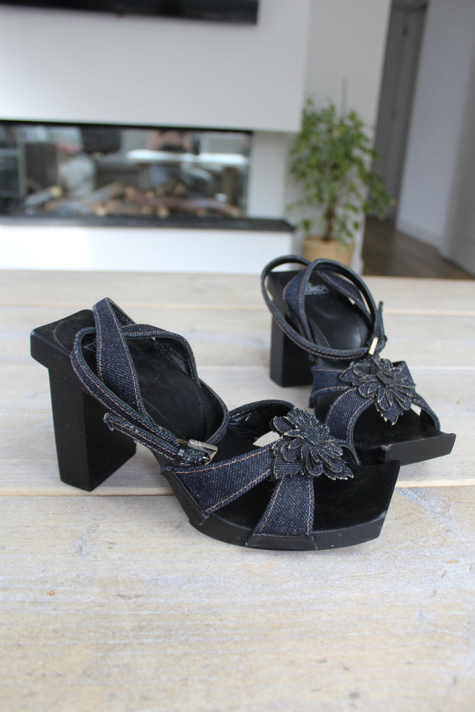 Fendi Denim Flower Heels EU 36