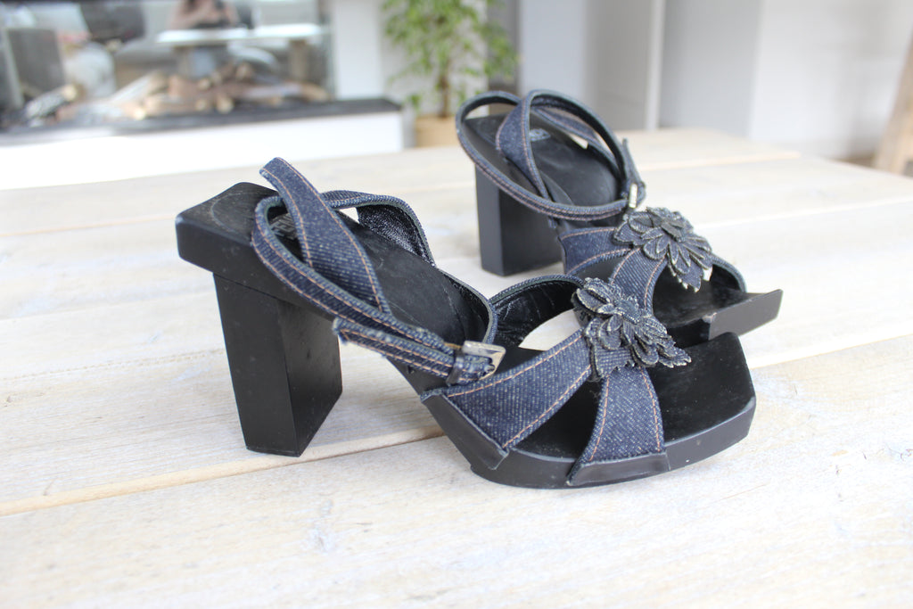 Fendi Denim Flower Heels EU 36