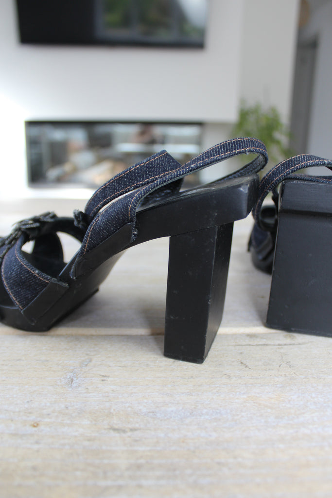 Fendi Denim Flower Heels EU 36