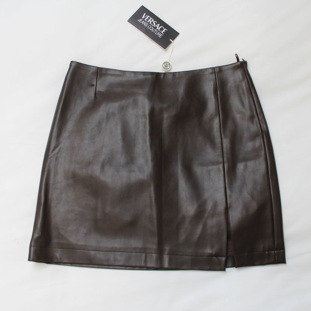 Versace Jeans Couture Brown Faux Leather Mini Skirt