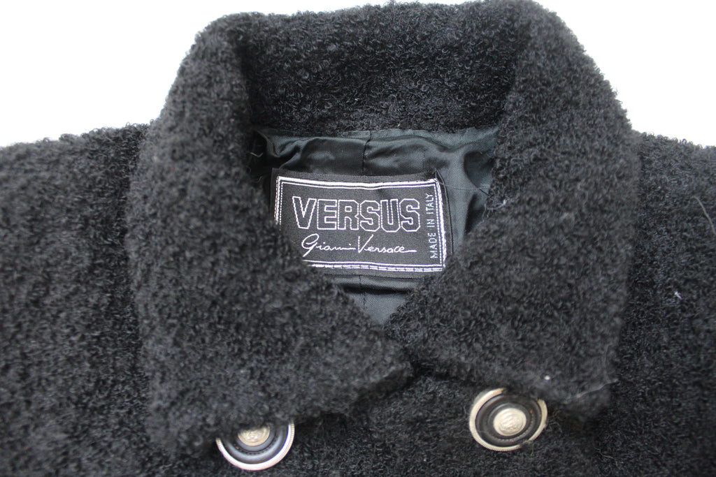 Versus Gianni Versace Black Wool Double Breasted Crystal Jacket