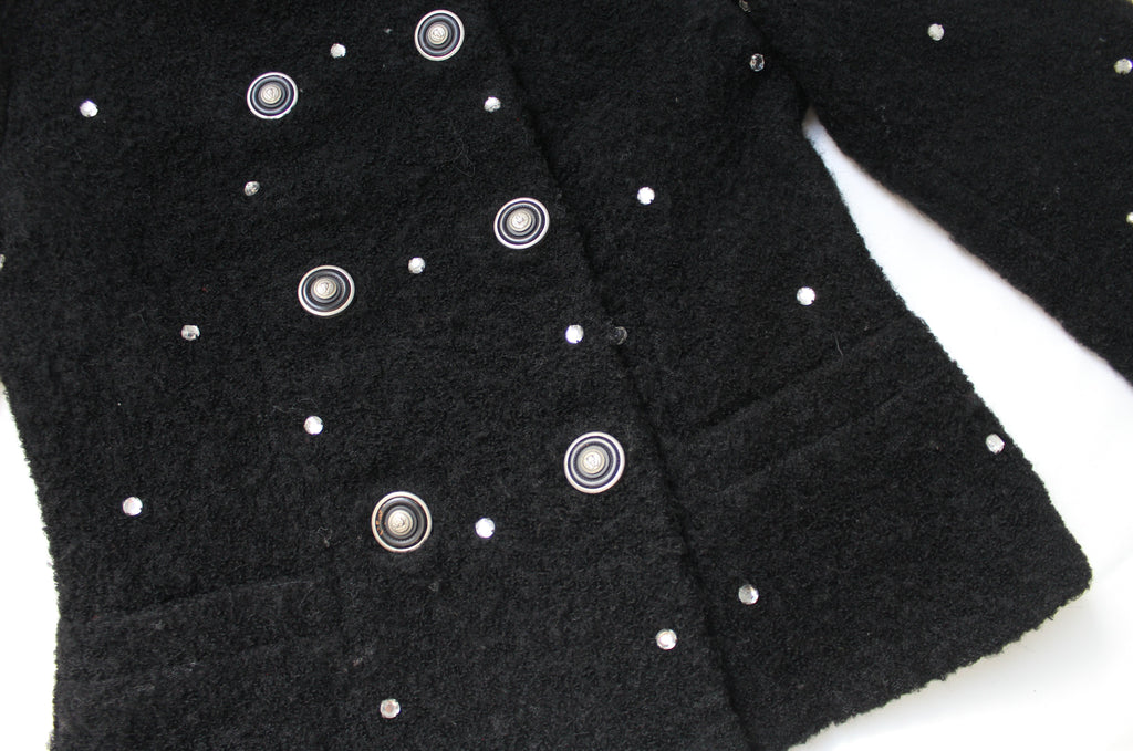 Versus Gianni Versace Black Wool Double Breasted Crystal Jacket