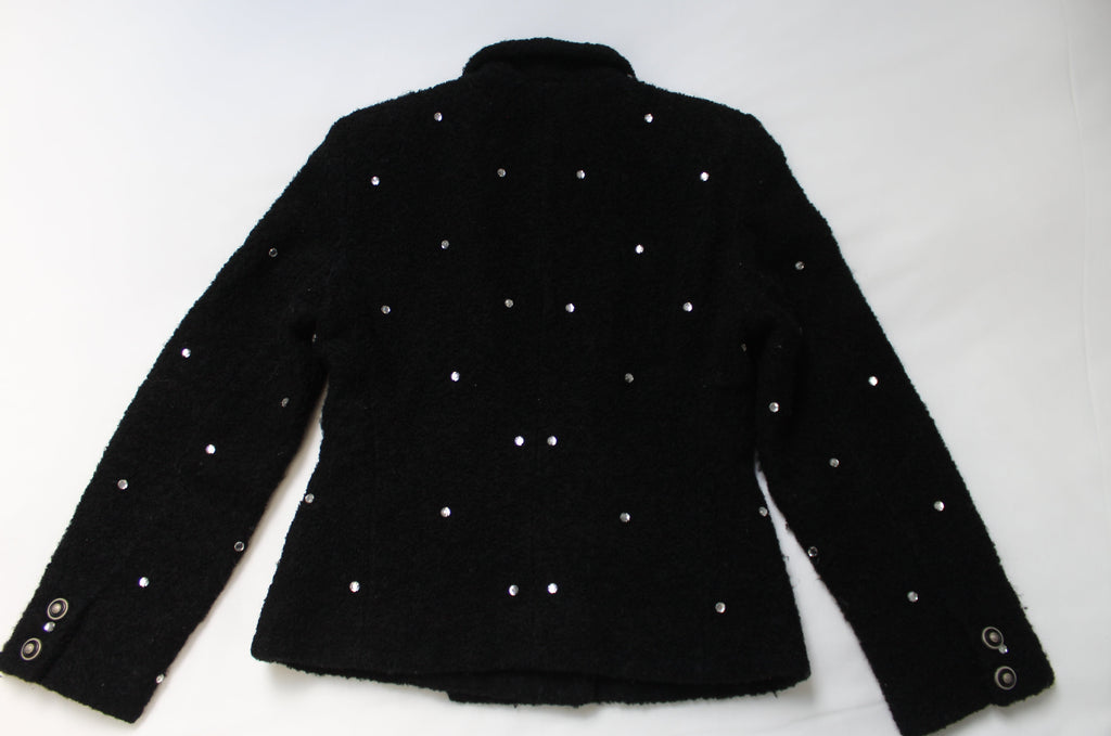Versus Gianni Versace Black Wool Double Breasted Crystal Jacket