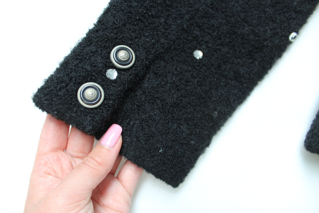 Versus Gianni Versace Black Wool Double Breasted Crystal Jacket