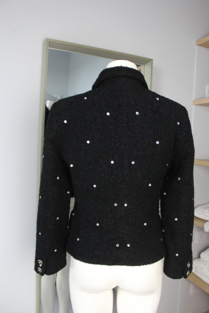 Versus Gianni Versace Black Wool Double Breasted Crystal Jacket