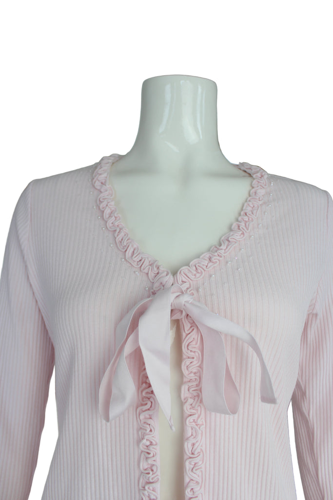 Courreges Baby Pink Bow Tie Up Cardigan Top