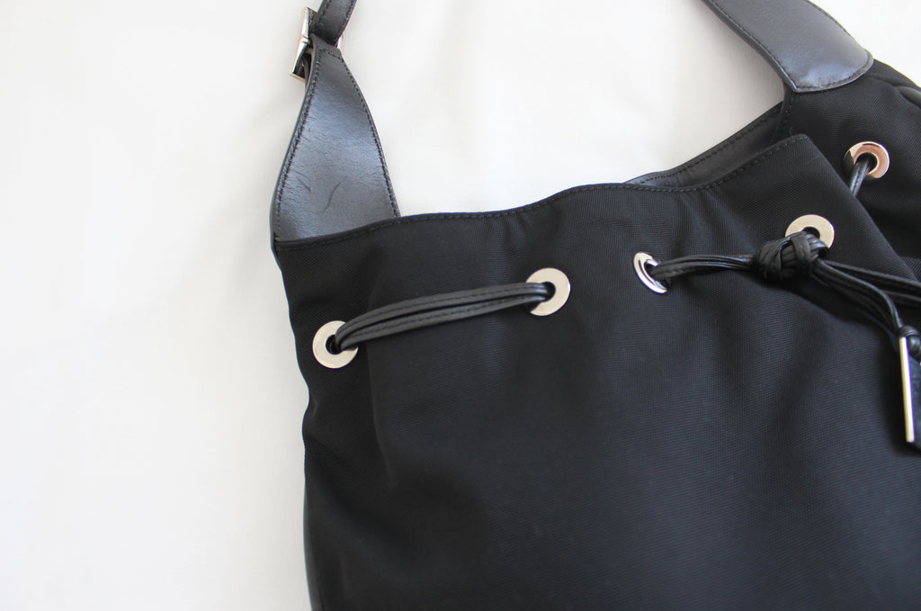 Gucci Black Nylon Drawstring Shoulder Bag