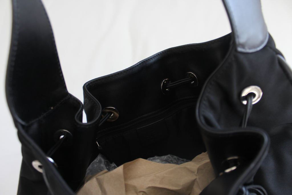 Gucci Black Nylon Drawstring Shoulder Bag