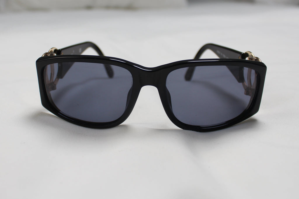 Chanel 02461 94305 Black Gold Logo Sunglasses