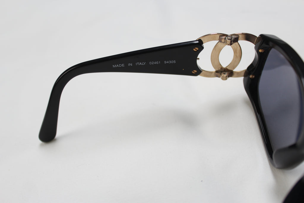 Chanel 02461 94305 Black Gold Logo Sunglasses