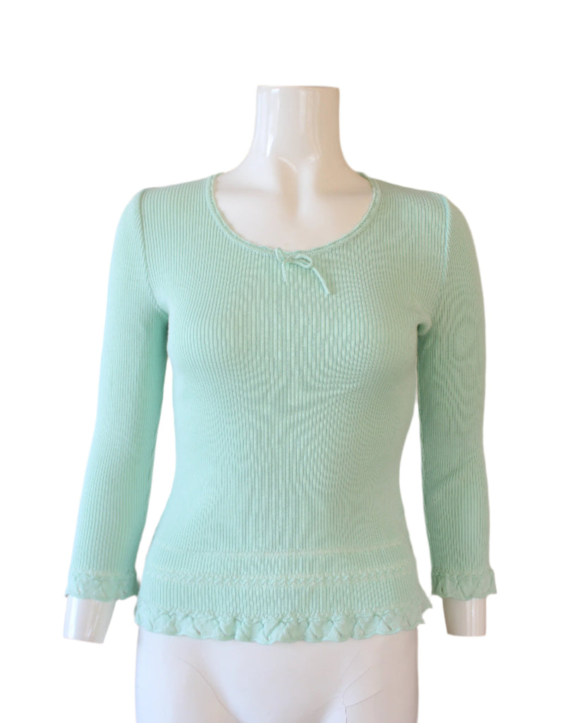 Courrèges Mint Green Knit Long Sleeve Top
