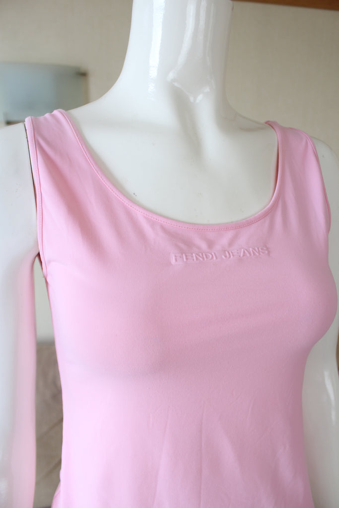 Fendi Jeans Pink Logo Tank Top