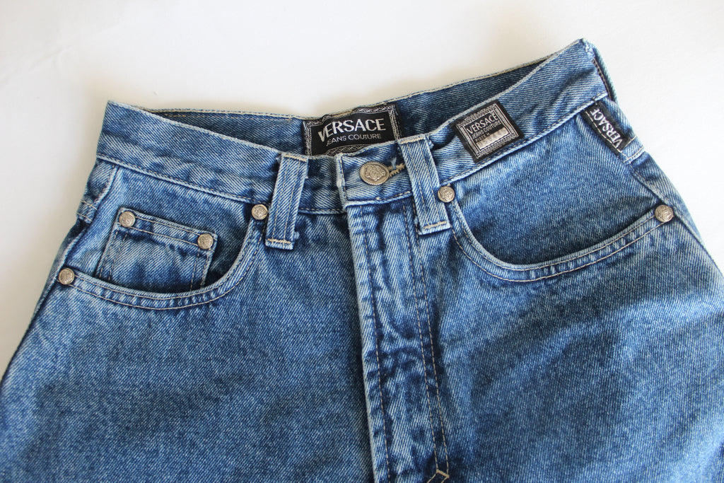 Versace Blue Denim High Waist Jeans XXS
