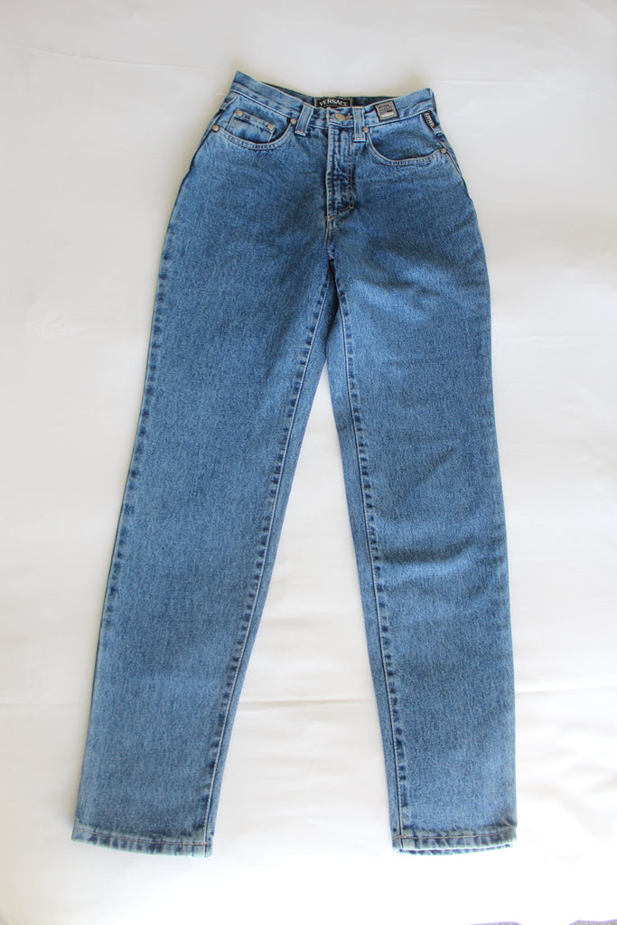 Versace Blue Denim High Waist Jeans XXS