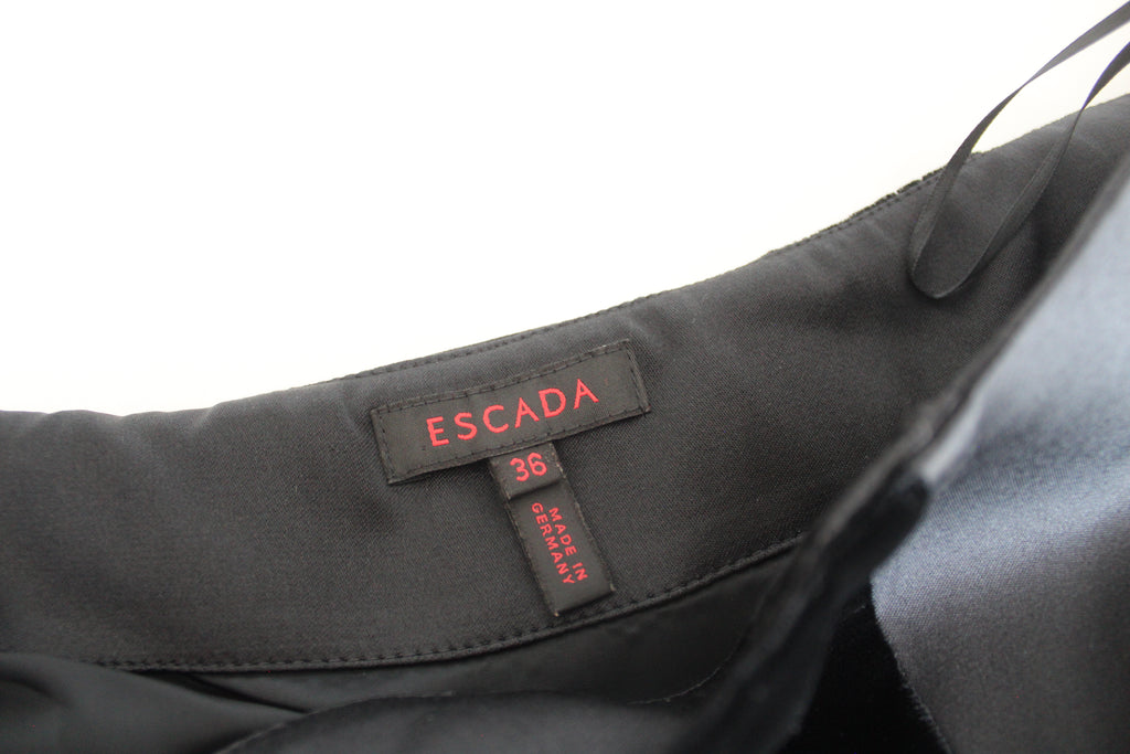 Escada Black Velvet & Silk Stripe Skirt