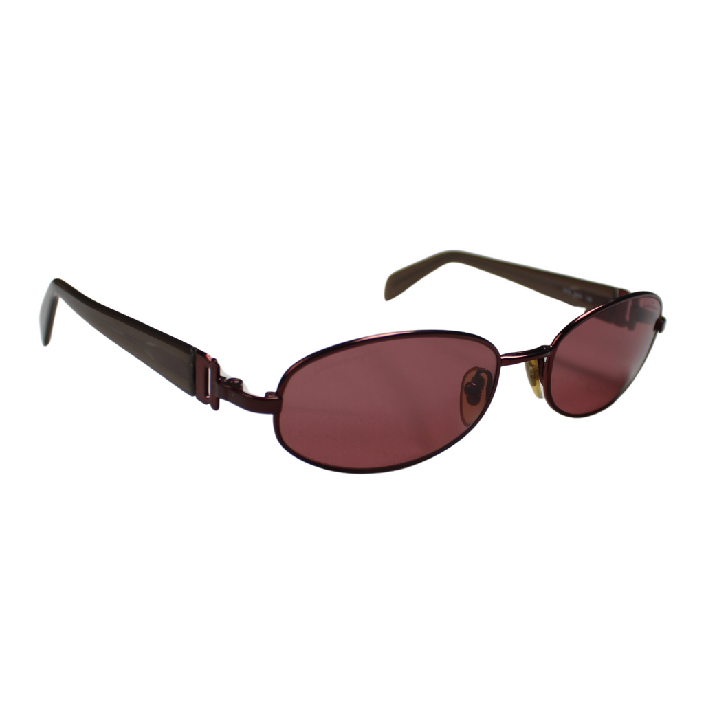 Salvatore Ferragamo Burgundy Oval Sunglasses