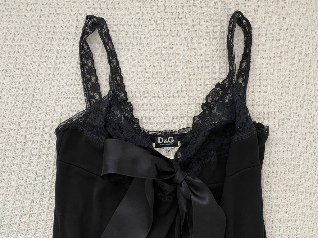 Dolce & Gabbana Black Bow Lace Dress