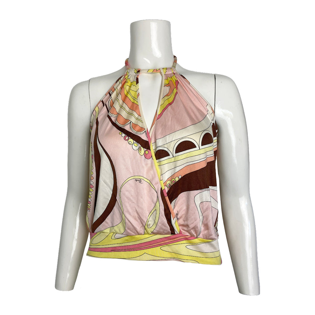 Emilio Pucci Patterend Silk Cami Halter Neck Top