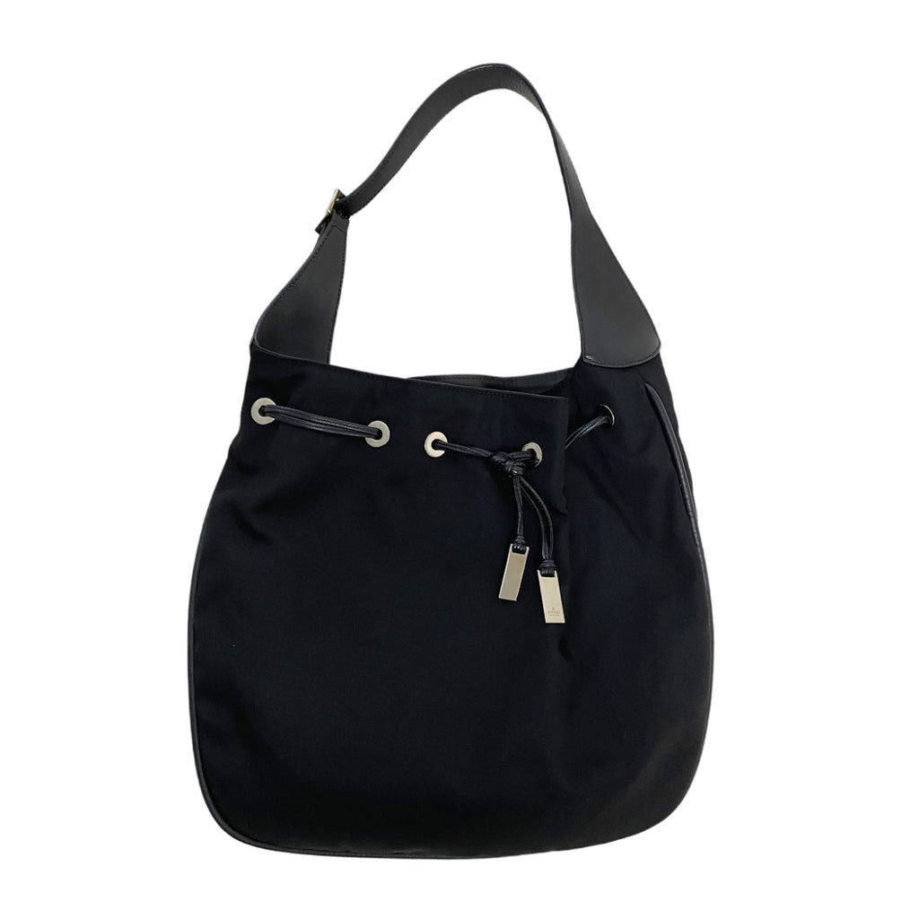 Gucci Black Nylon Drawstring Shoulder Bag
