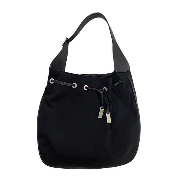 Gucci Black Nylon Drawstring Shoulder Bag luxequarter