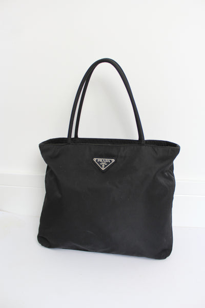 Prada Tessuto City Nylon Tote Bag in Black luxequarter