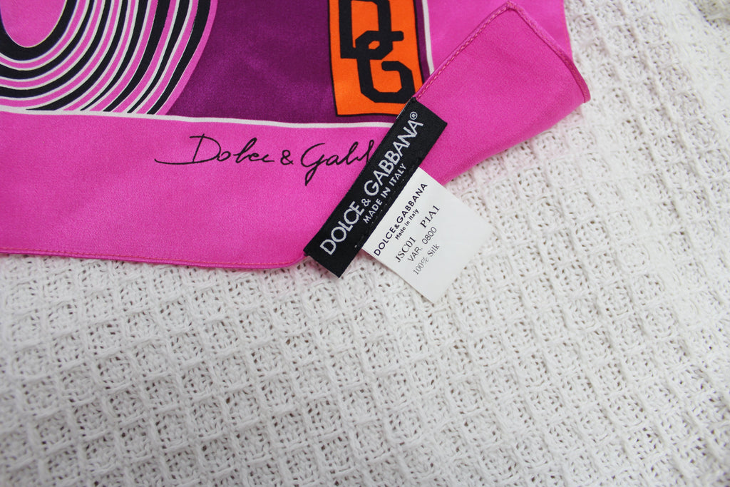 Dolce & Gabbana Retro Heart Print Silk Scarf