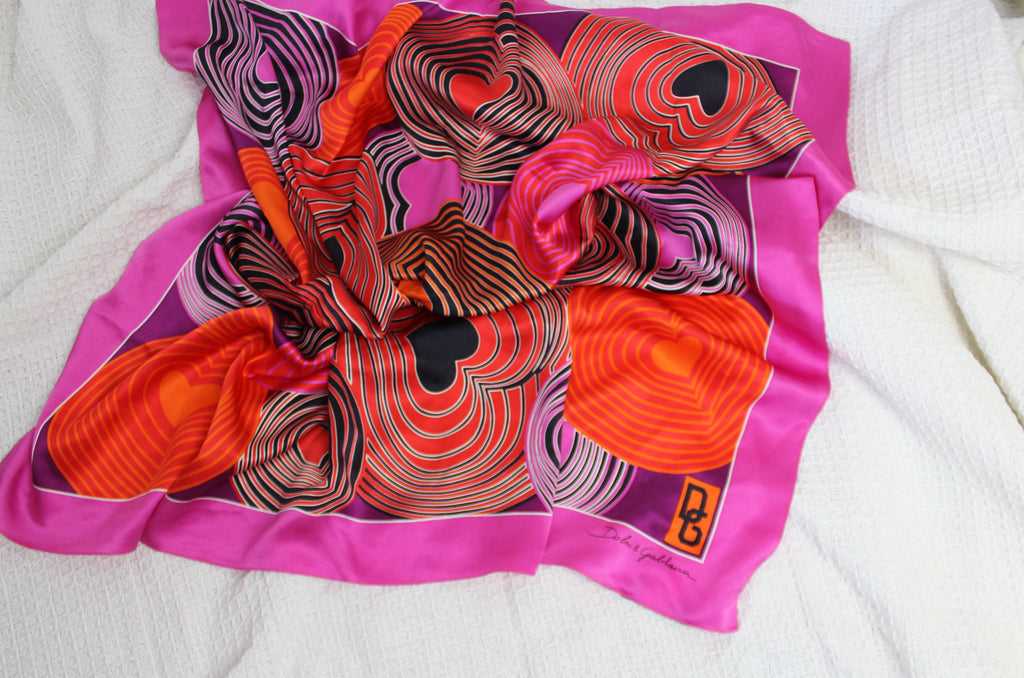 Dolce & Gabbana Retro Heart Print Silk Scarf
