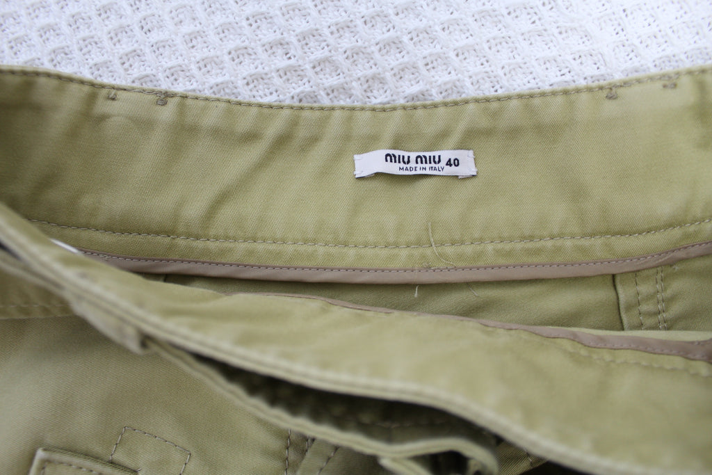 Miu Miu Khaki Green Cargo Skirt IT 40