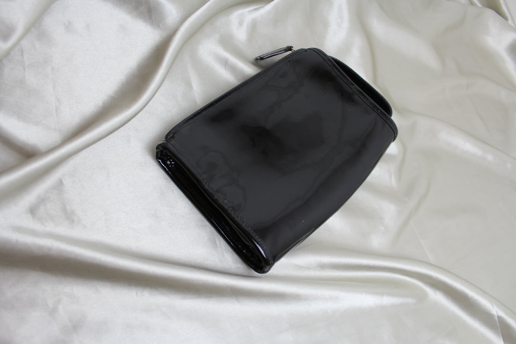 Fendi Logo Black Patent Vinyl Clutch Bag