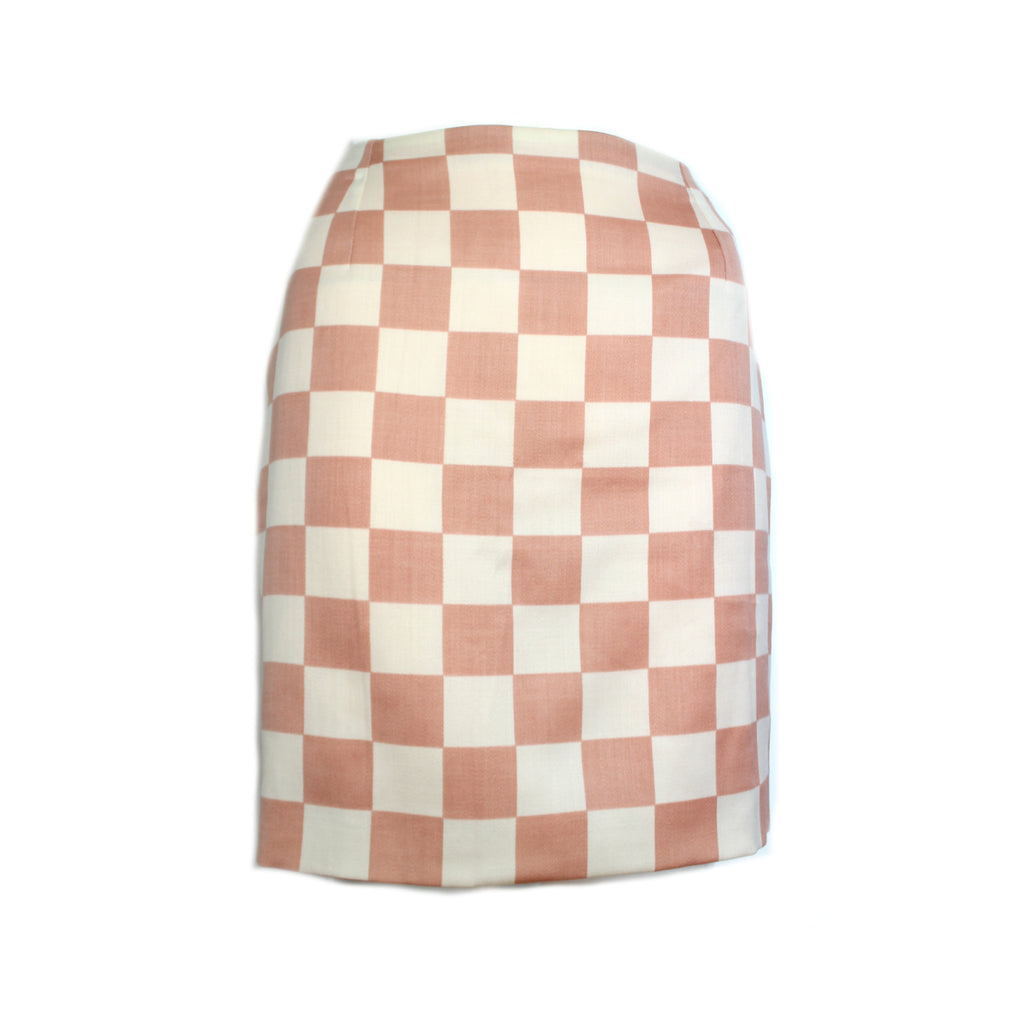 Gianni Versace Fall 1995 Pink & White Check Silk Skirt XS