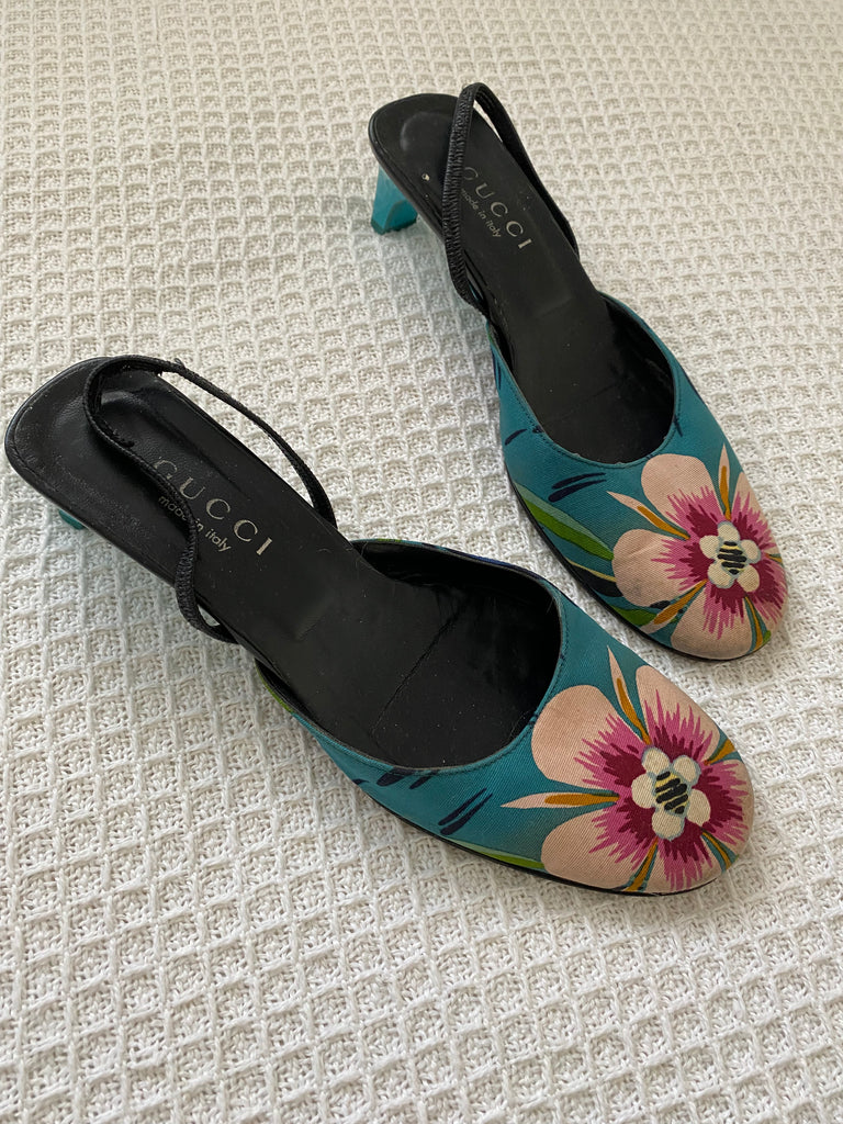 Gucci by Tom Ford SS99 Floral Mule Heels EU 36