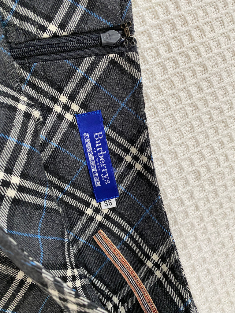 Burberry Grey / Blue Check Mini Skirt