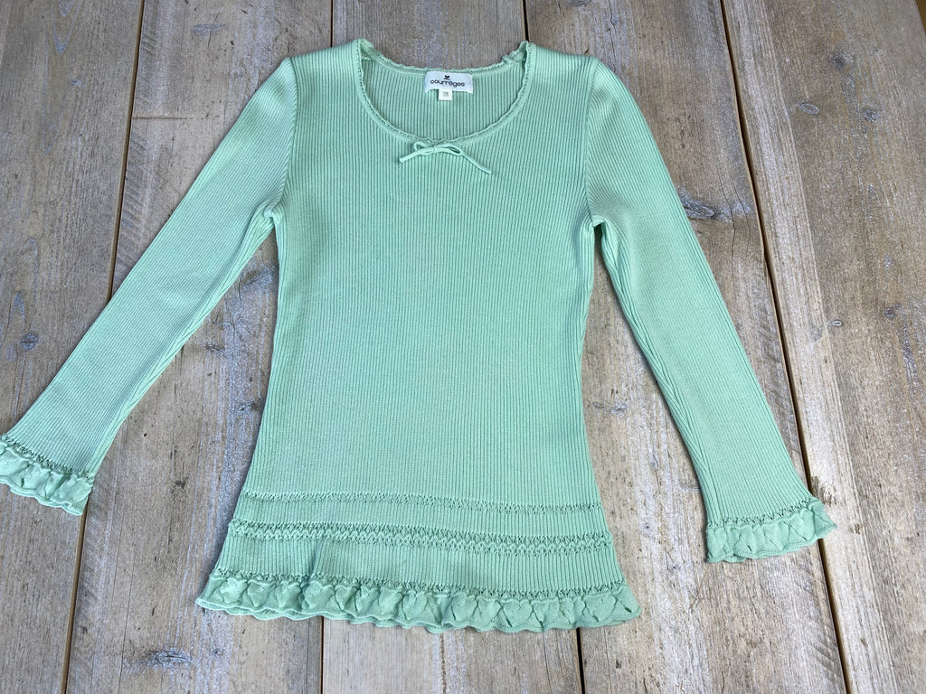 Courrèges Mint Green Knit Long Sleeve Top