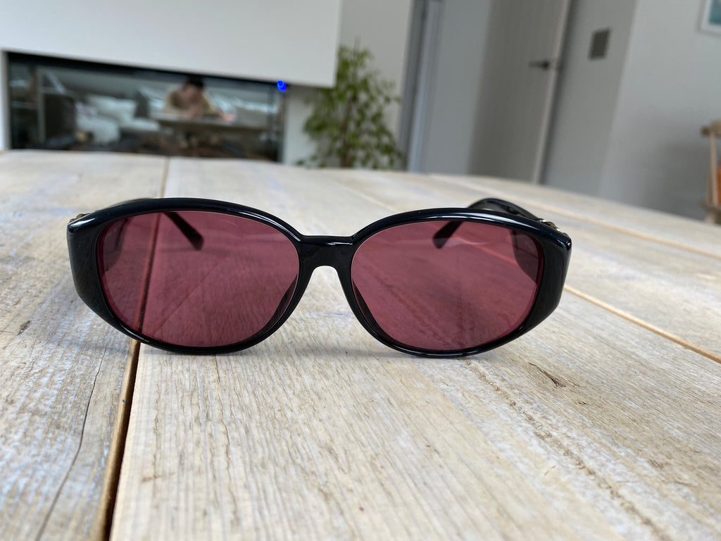 Yves Saint Laurent Vintage Black Gold Logo Sunglasses