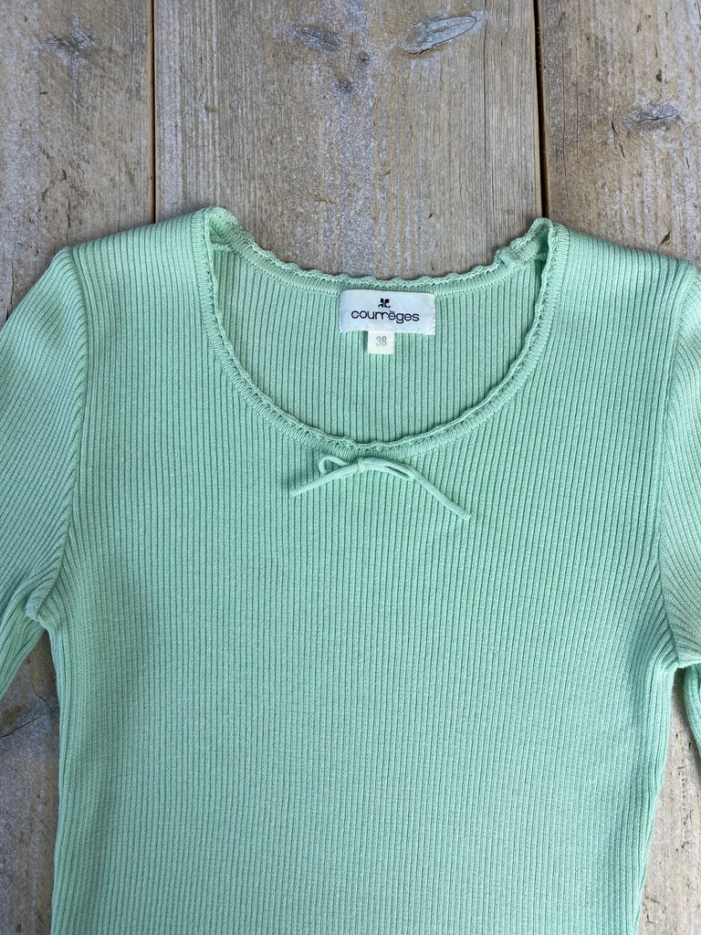 Courrèges Mint Green Knit Long Sleeve Top