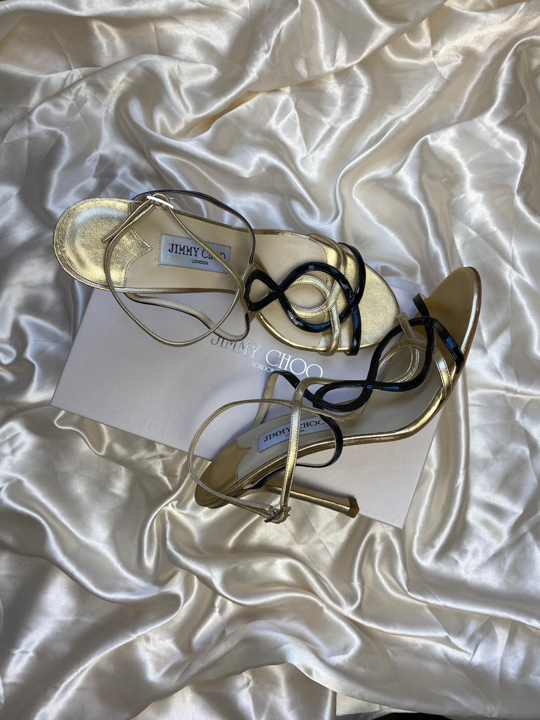 Jimmy Choo Metallic Gold Leather Heels Size 41
