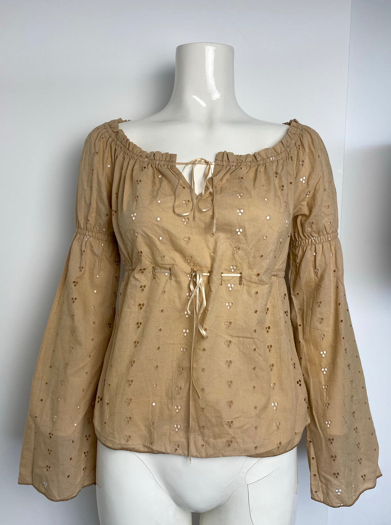 Morgan De Toi Tan Broderie Anglaise Top