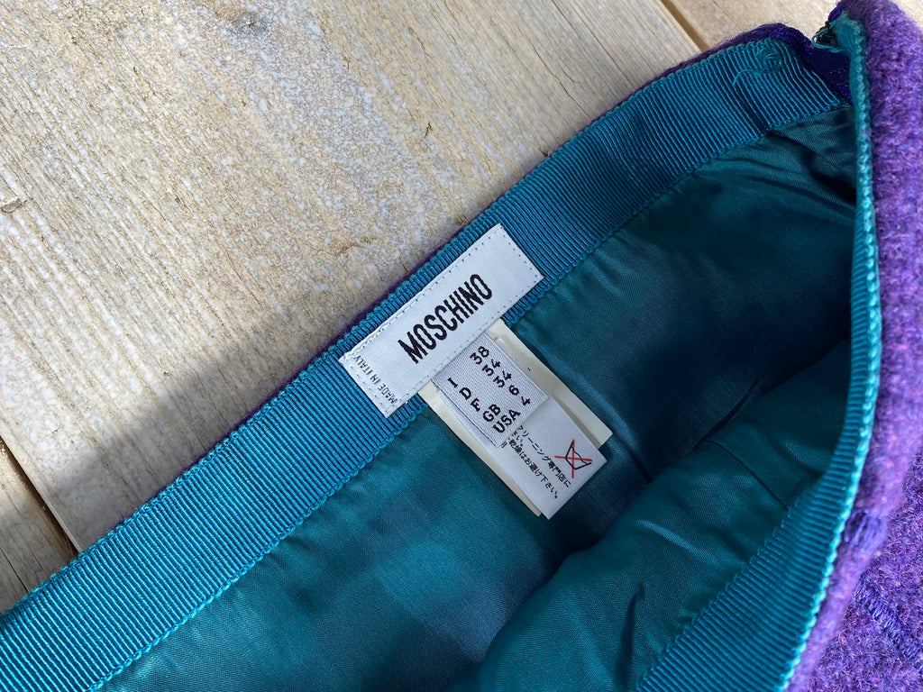 Moschino Purple & Turquoise Wool Skirt