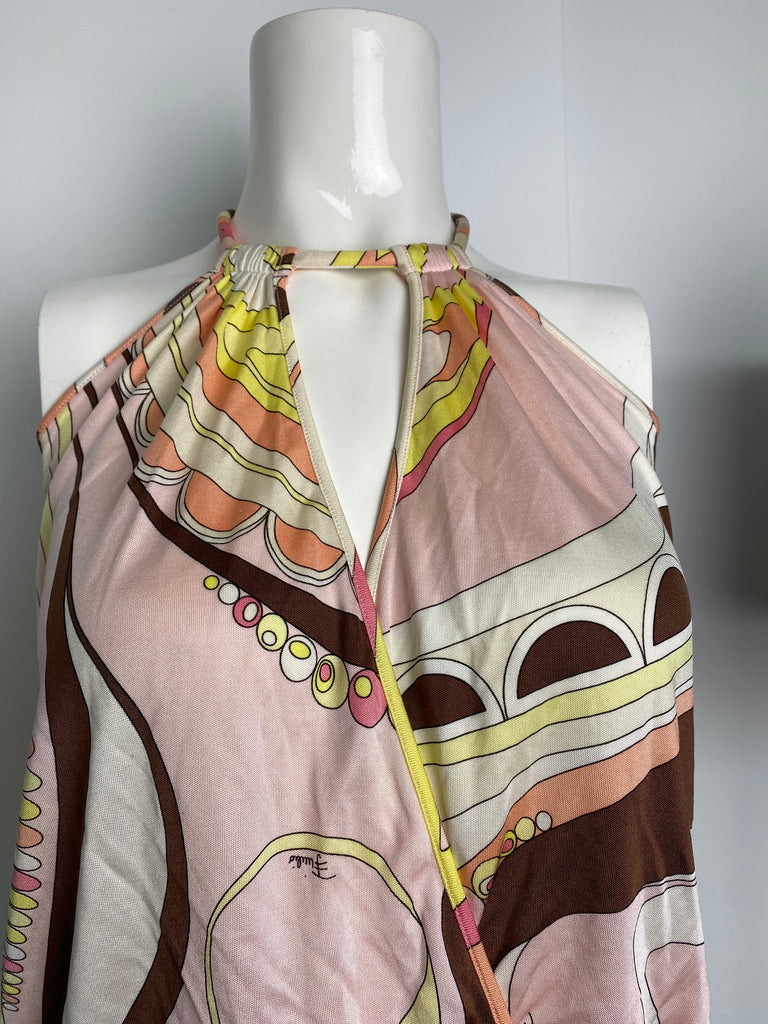 Emilio Pucci Patterend Silk Cami Halter Neck Top