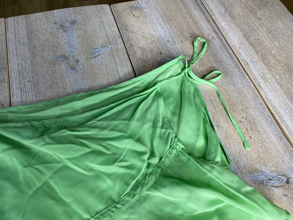 DKNY Green Silk Ruffle Wrap Skirt